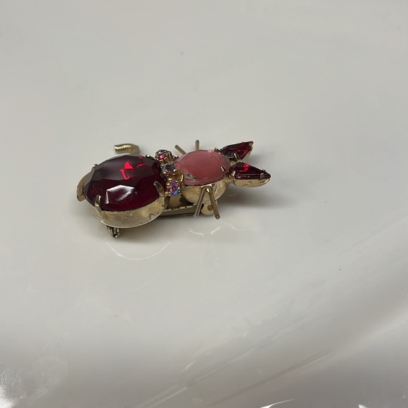 PINK & RED KITTY BROOCH VTG - Picture 3 of 8